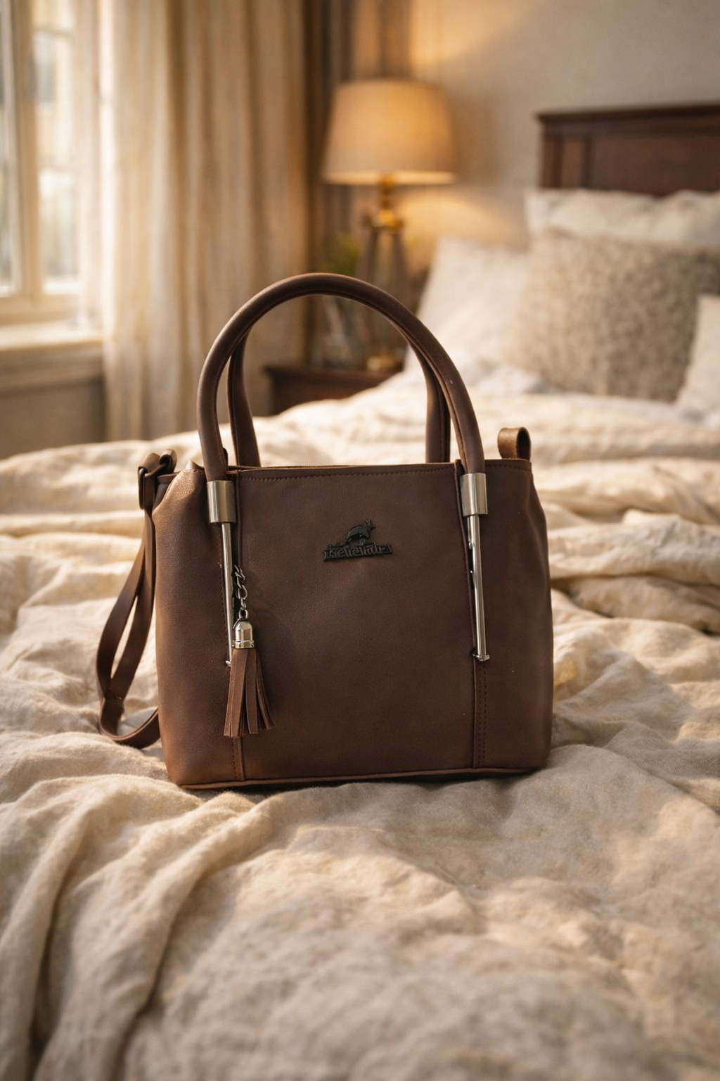 Elegant Top-Handle Tote with Gold Accents