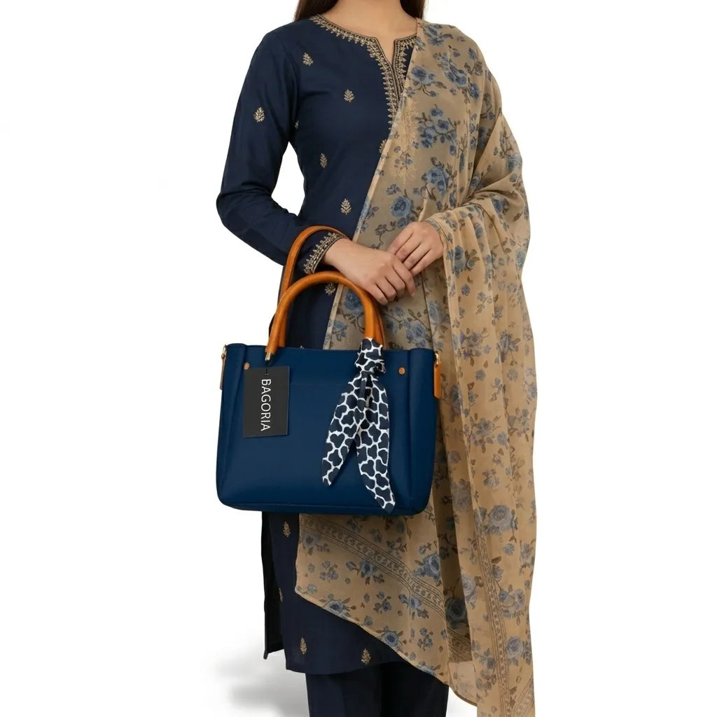 Women’s Luxury Tote Bag with Scarf & Strap (HSB-1011)