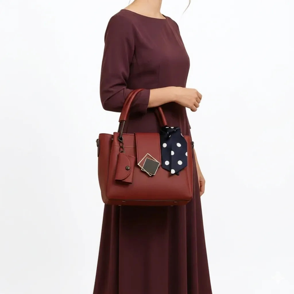 Elegant Women’s Handbag with Scarf & Shoulder Strap (HSB-1002)