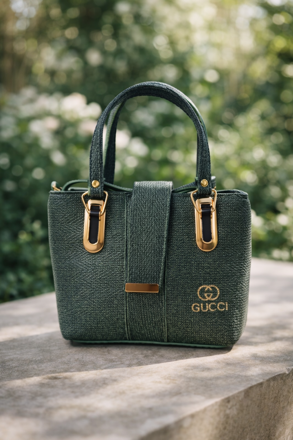 Luxury Olive Green Quilted Tote Bag