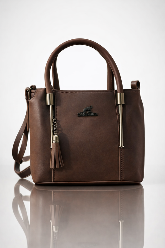 Elegant Top-Handle Tote with Gold Accents