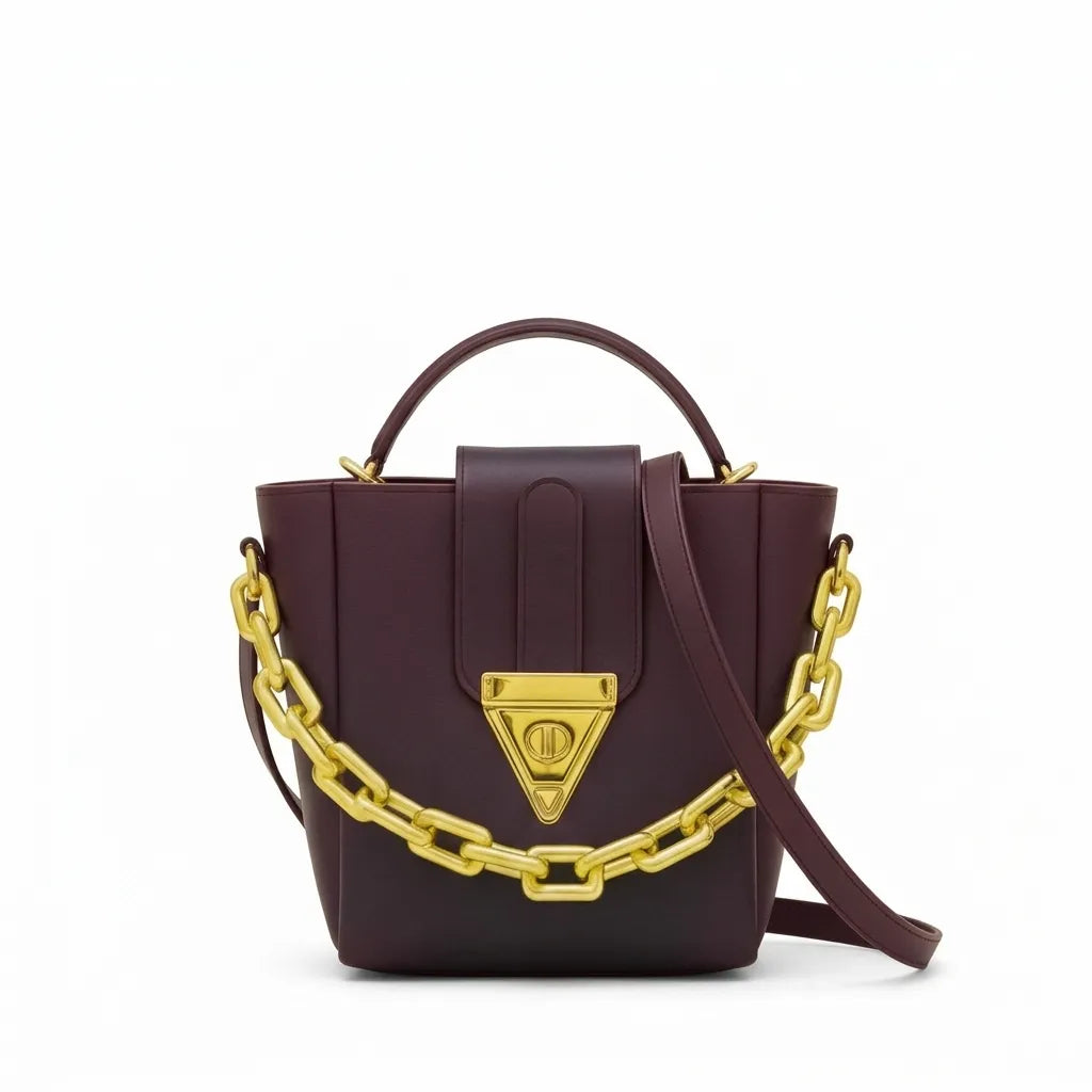 Luxury Women's Bucket Shoulder Bag with Shoulder Strap (HSB-1001)