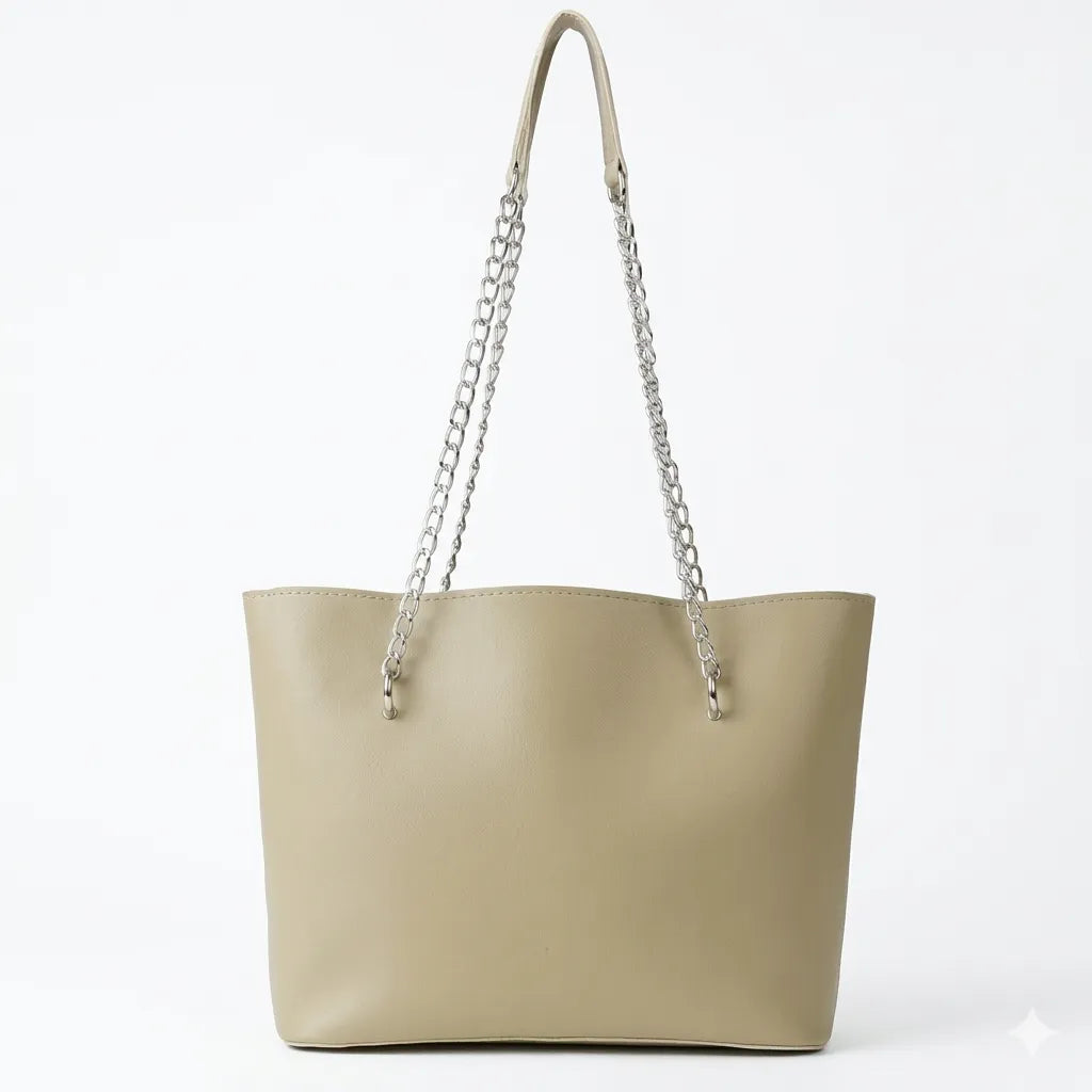 Classic Chain Strap Leather Tote Bag (B4U-1001)