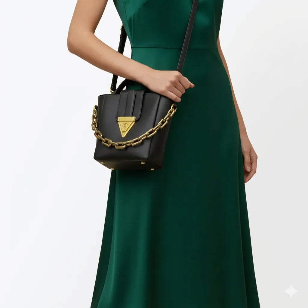 Luxury Women's Bucket Shoulder Bag with Shoulder Strap (HSB-1001)