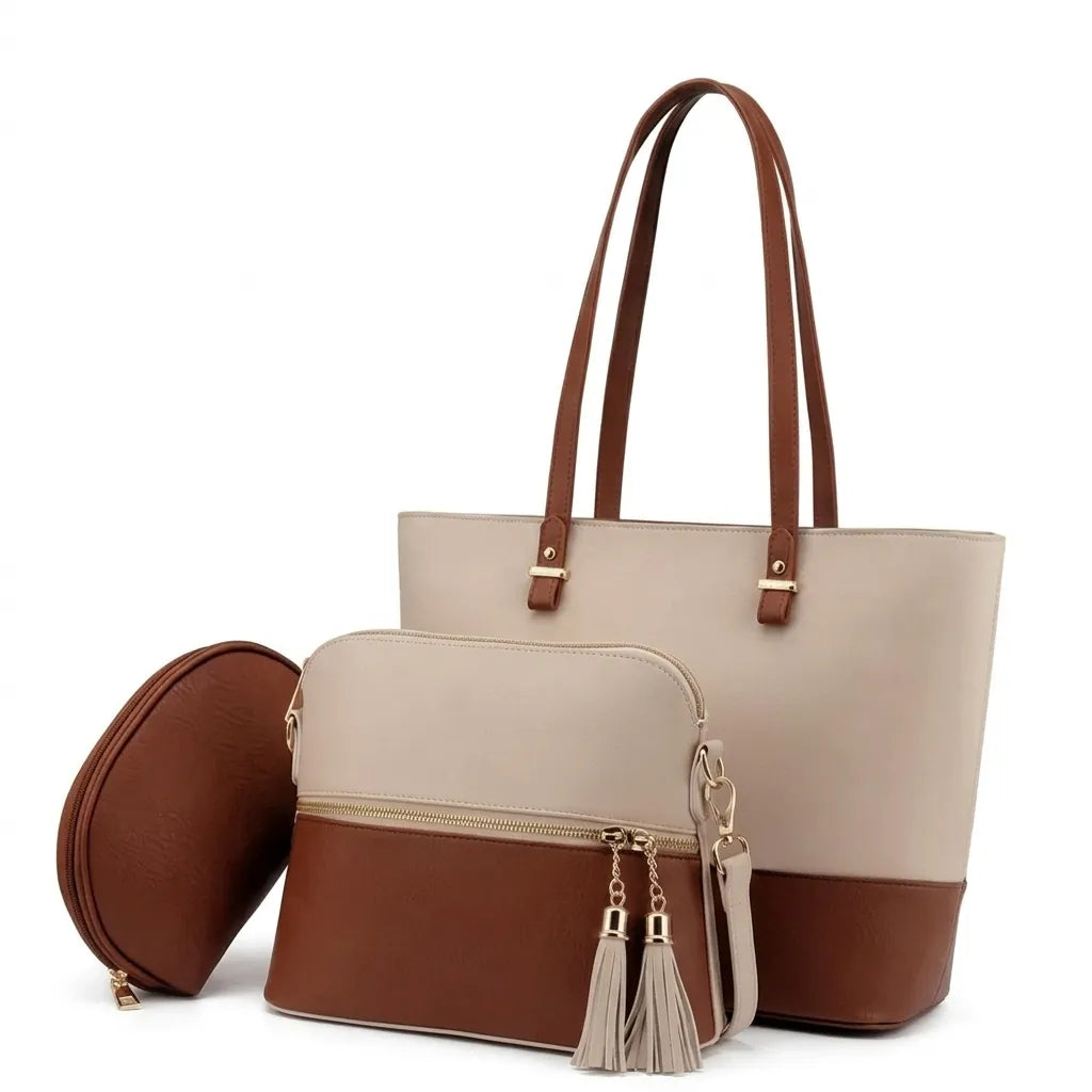 Women’s Luxury Tote Handbag 3-Pieces Set (B4U-1012)