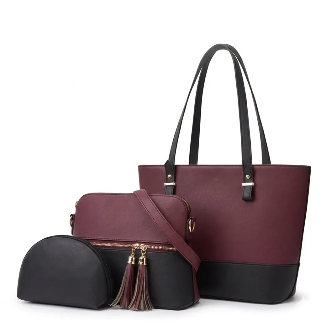 Women’s Luxury Tote Handbag 3-Pieces Set (B4U-1012)
