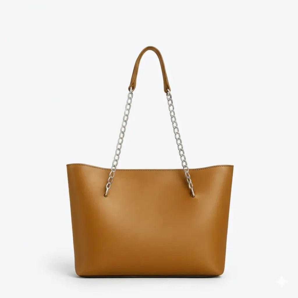 Classic Chain Strap Leather Tote Bag (B4U-1001)