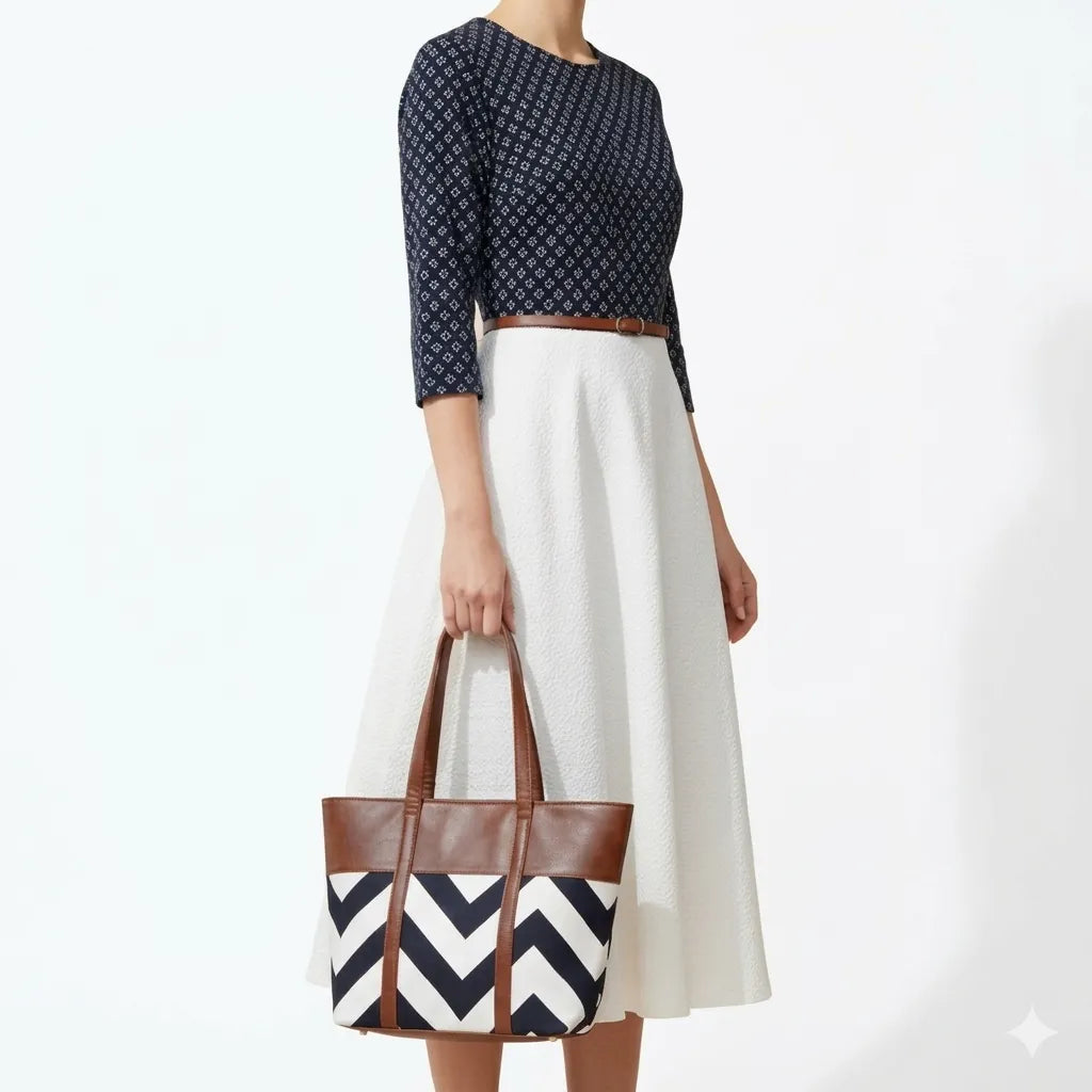 Women Tote Bag with Woven Pattern (B4U-1010)