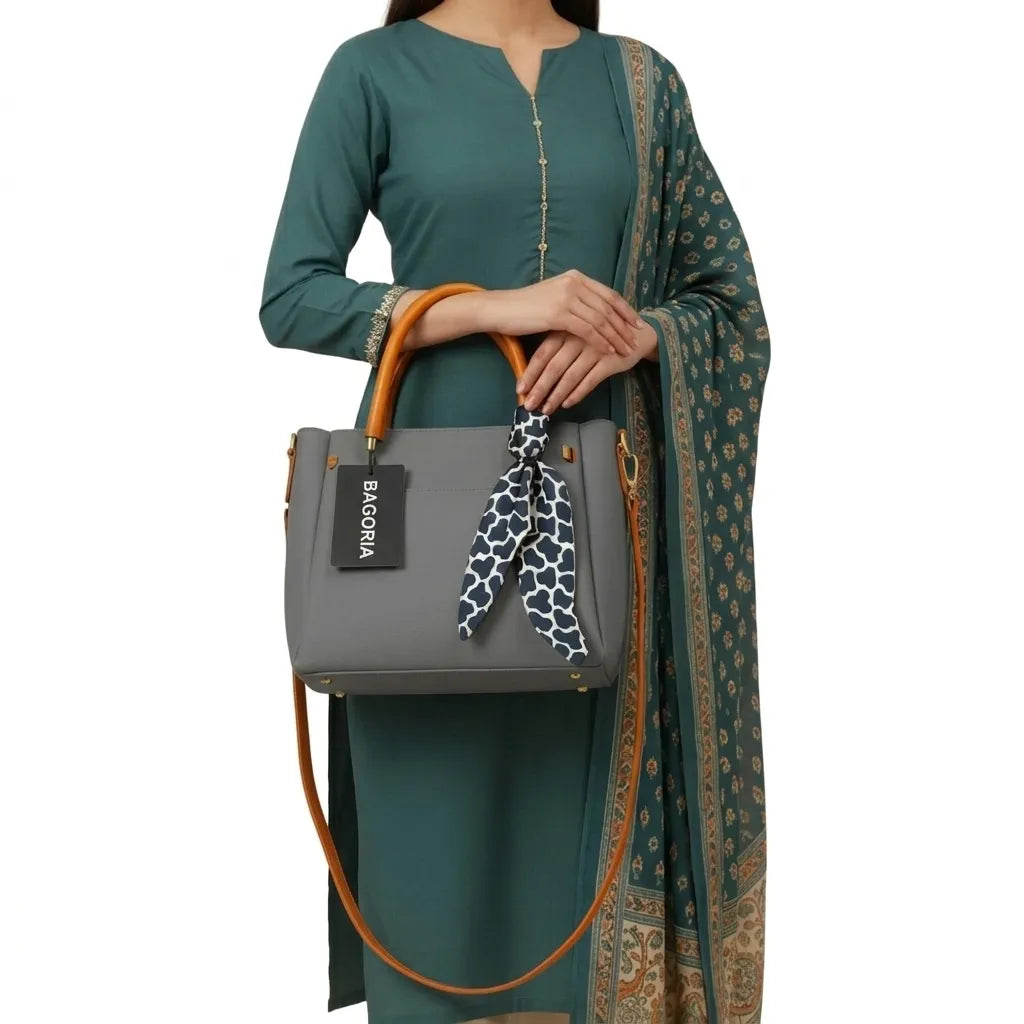 Women’s Luxury Tote Bag with Scarf & Strap (HSB-1011)