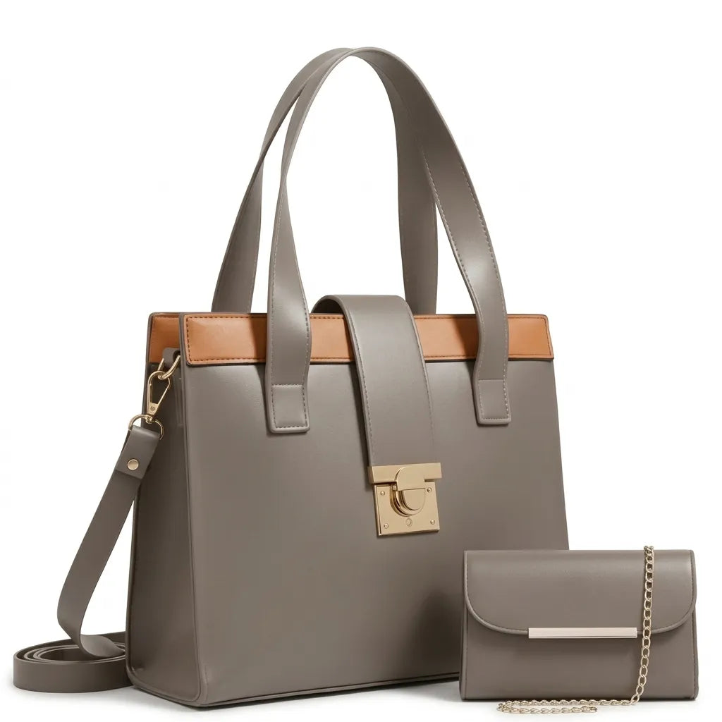 Luxury Women’s Tote Bag with Shoulder Strap 2-Pieces Set (HSB-1005)