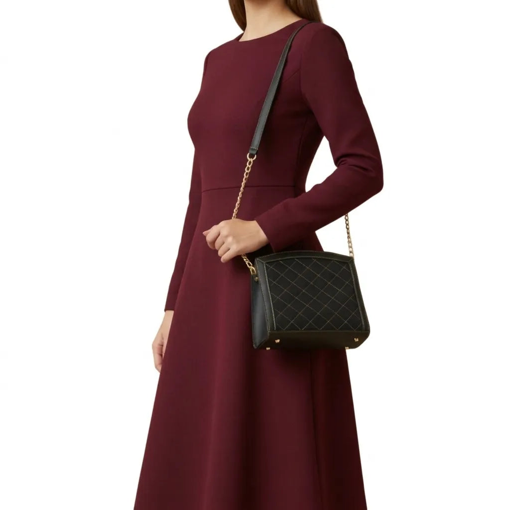 Quilted Chain Strap Crossbody Bag