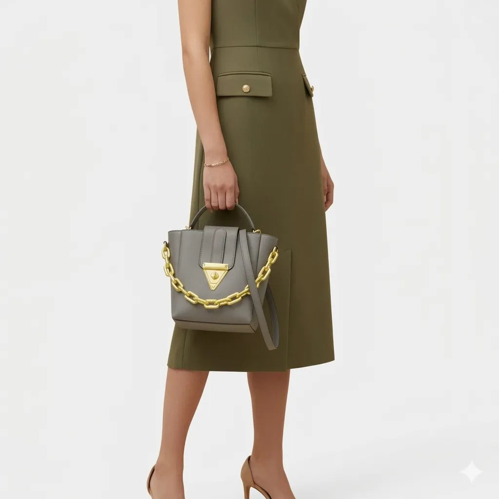 Luxury Women's Bucket Shoulder Bag with Shoulder Strap (HSB-1001)