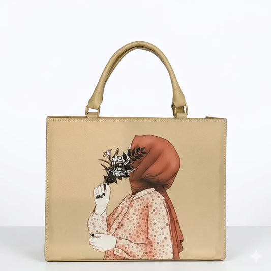 Women Art Print Structured Handbag (B4U-1009)