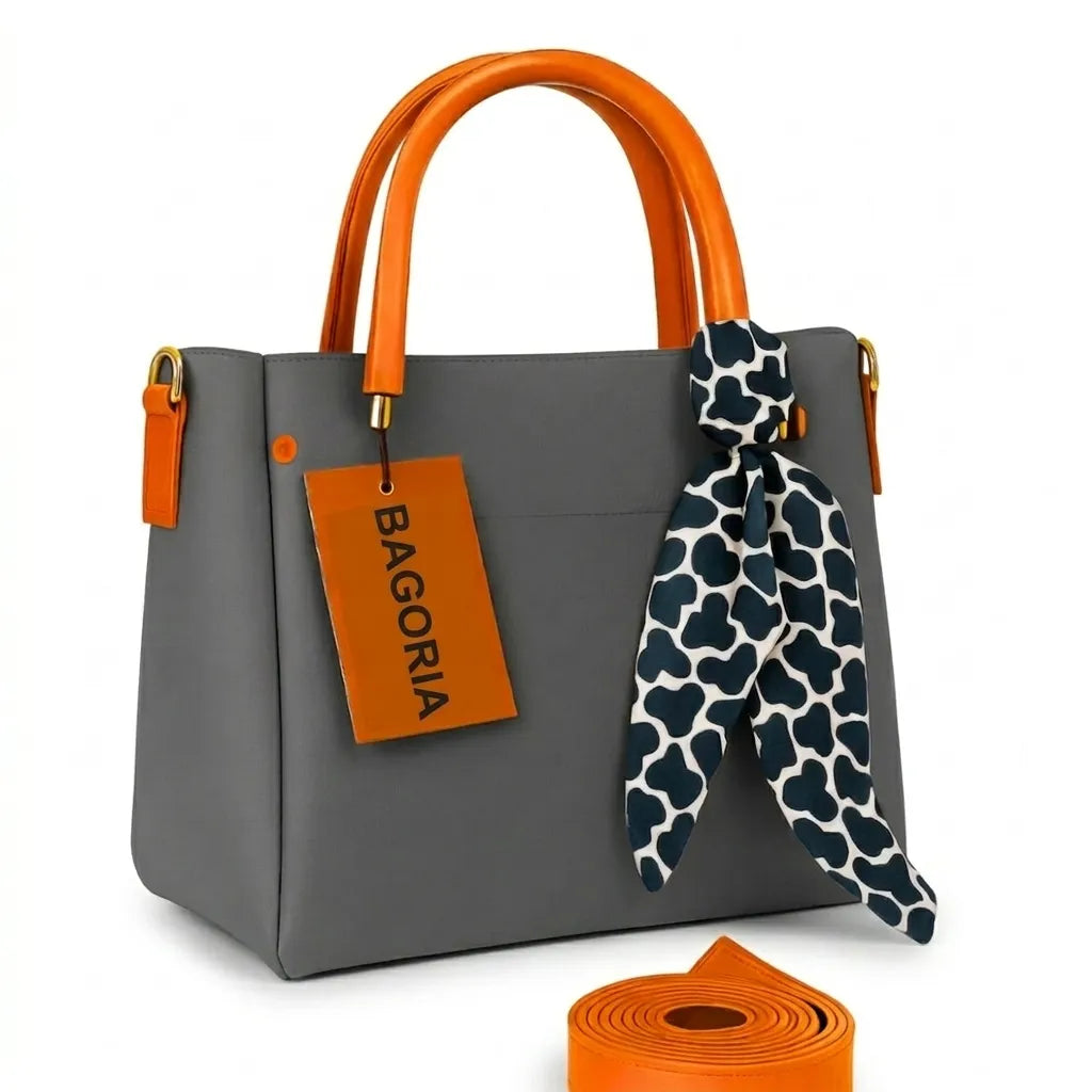 Women’s Luxury Tote Bag with Scarf & Strap (HSB-1011)