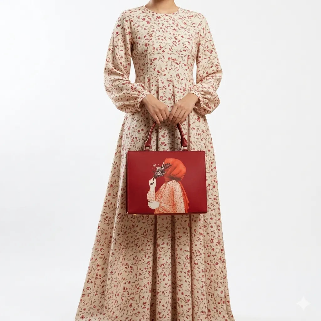 Women Art Print Structured Handbag (B4U-1009)
