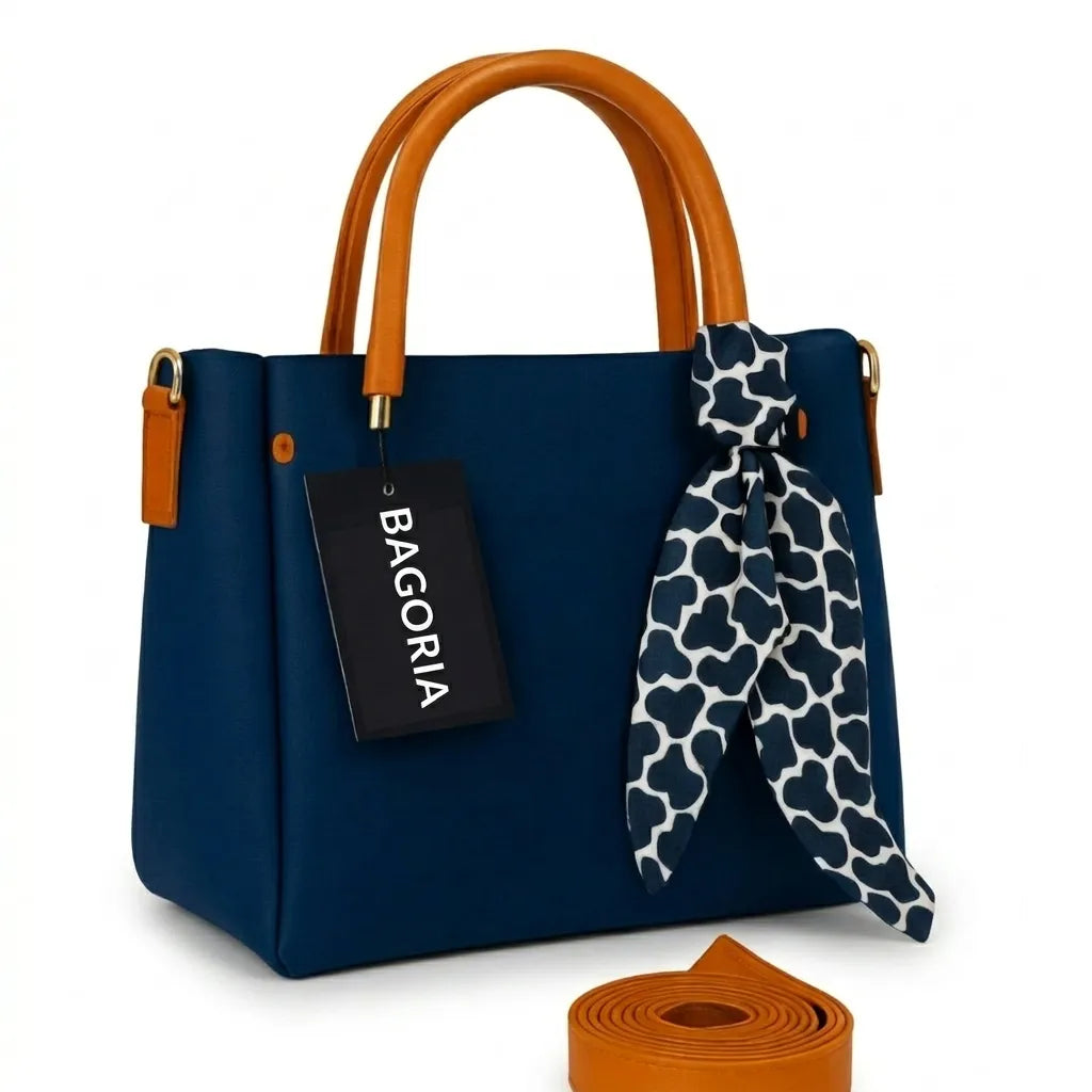 Women’s Luxury Tote Bag with Scarf & Strap (HSB-1011)