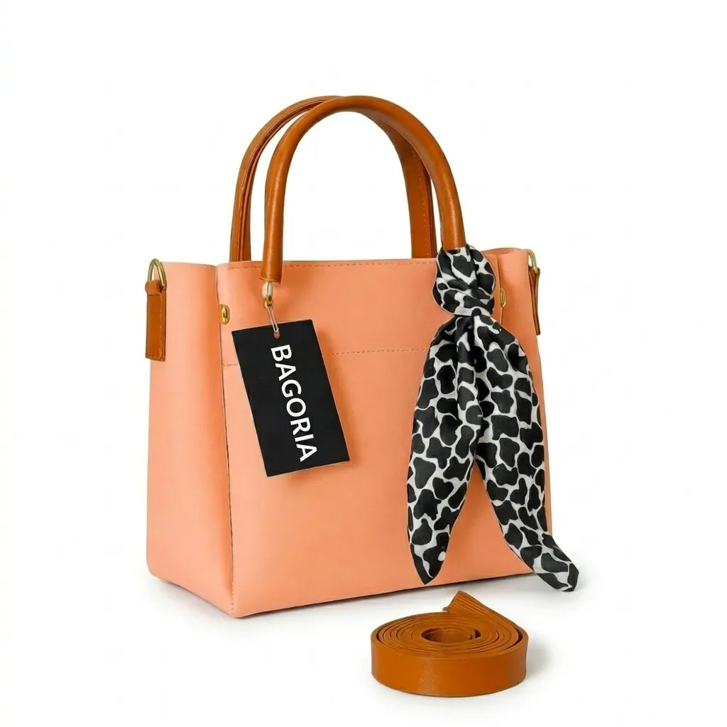 Women’s Luxury Tote Bag with Scarf & Strap (HSB-1011)