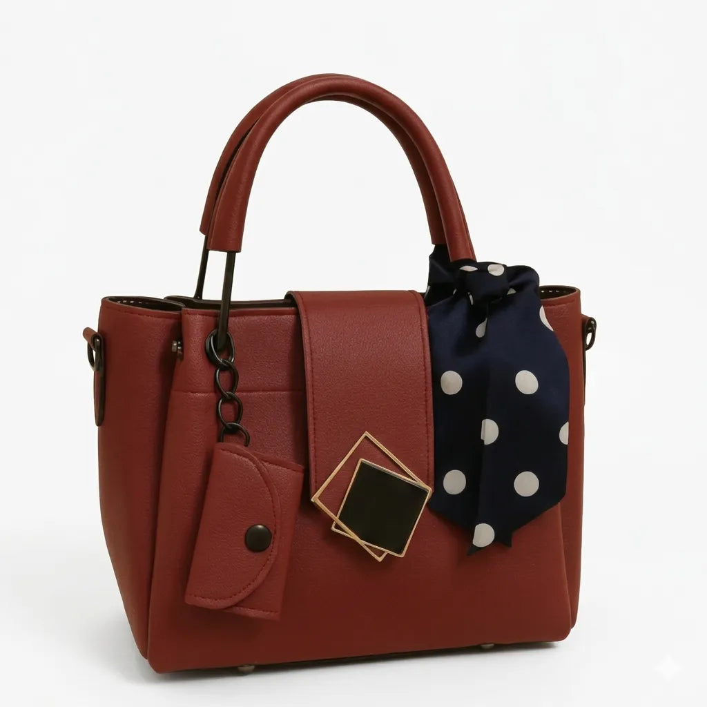Elegant Women’s Handbag with Scarf & Shoulder Strap (HSB-1002)