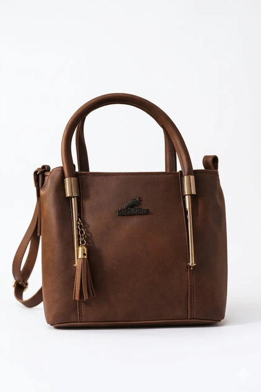 Elegant Top-Handle Tote with Gold Accents