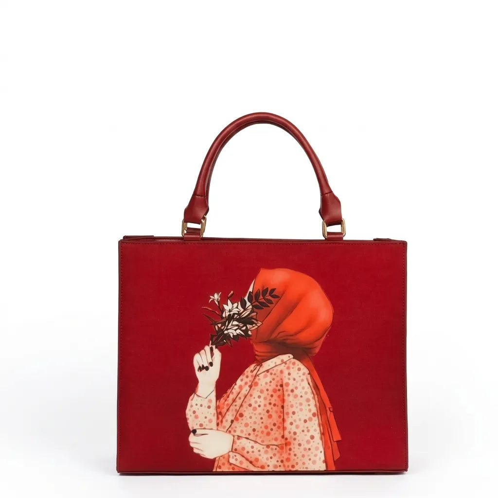 Women Art Print Structured Handbag (B4U-1009)