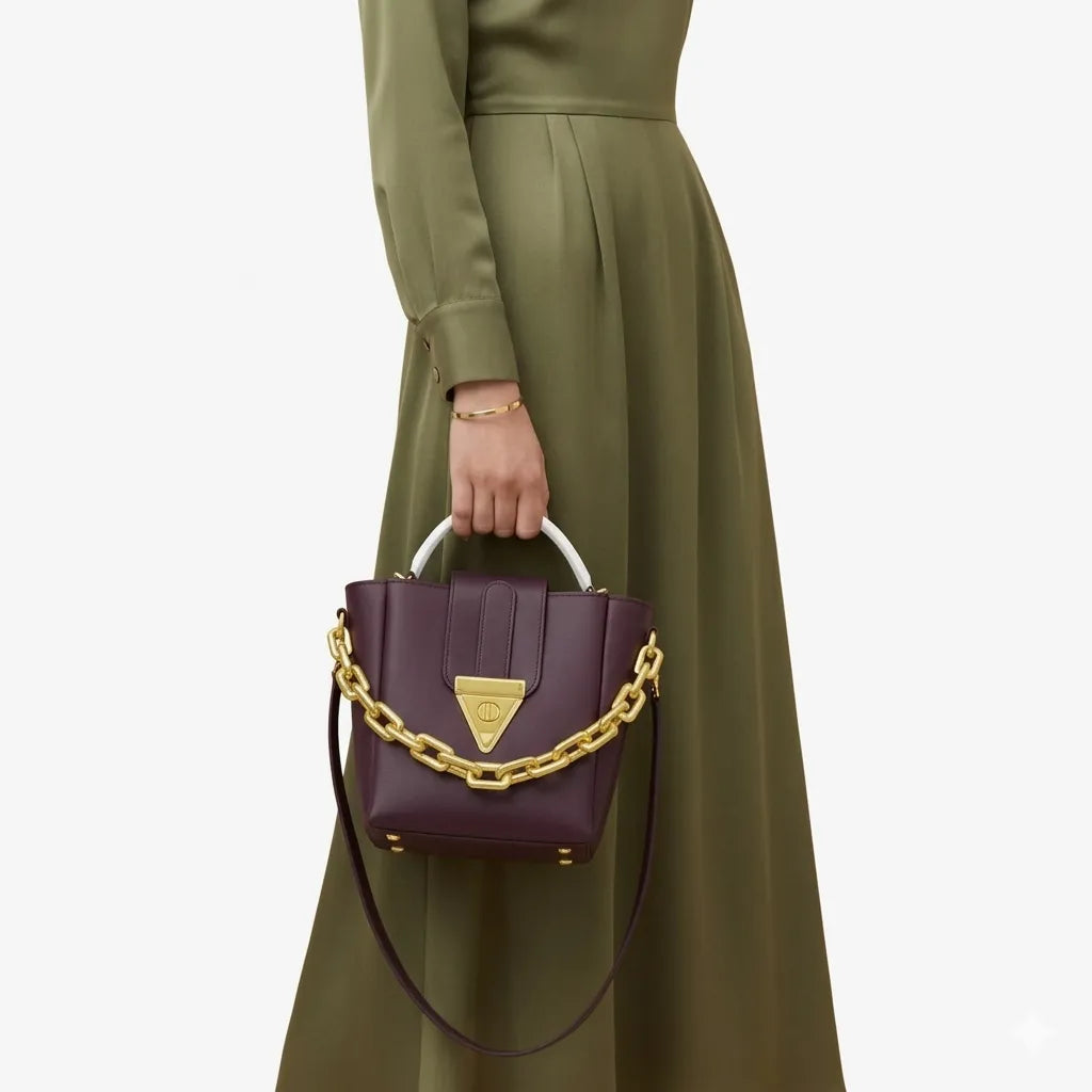 Luxury Women's Bucket Shoulder Bag with Shoulder Strap (HSB-1001)