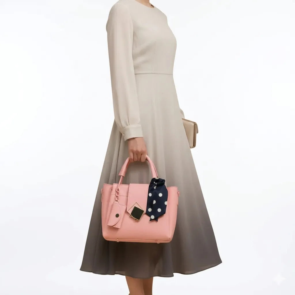 Elegant Women’s Handbag with Scarf & Shoulder Strap (HSB-1002)