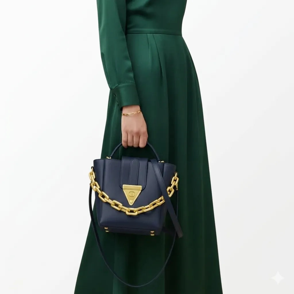 Luxury Women's Bucket Shoulder Bag with Shoulder Strap (HSB-1001)