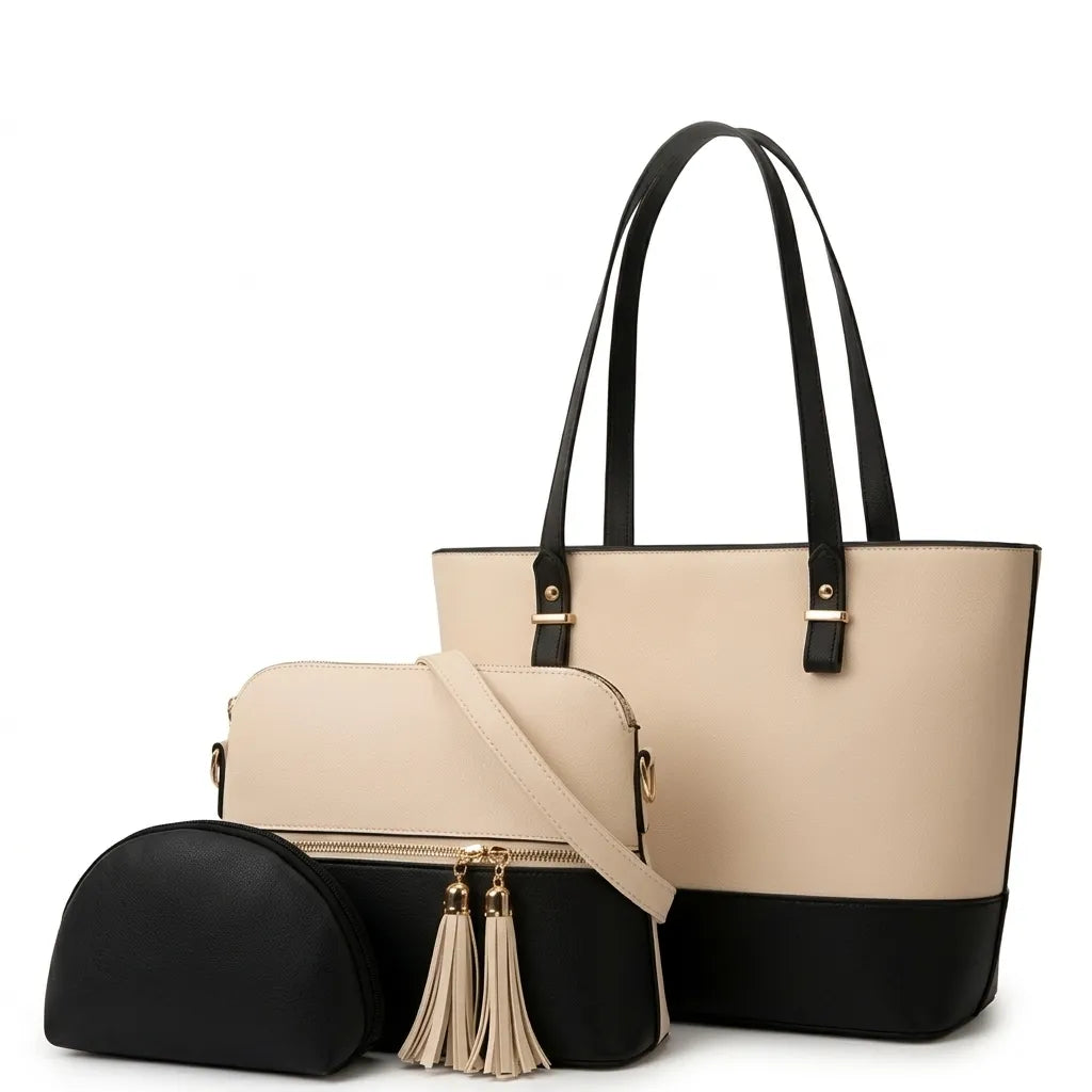 Women’s Luxury Tote Handbag 3-Pieces Set (B4U-1012)